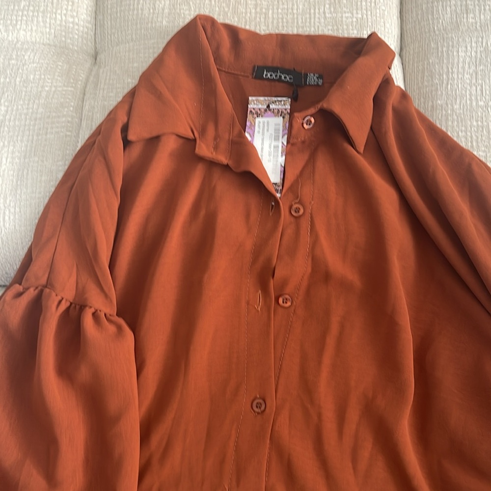 Boohoo Rust Orange Tiered Maxi Dress - Picture 5 of 8